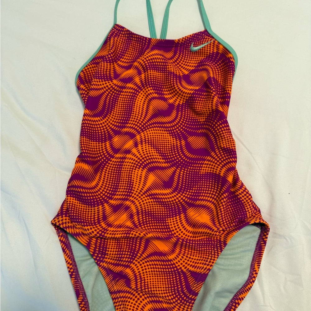 Nike Vibrant Orange and Purple One Piece Swimsuit